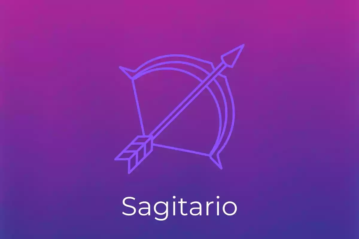 Logo Sagitario en fondo lila