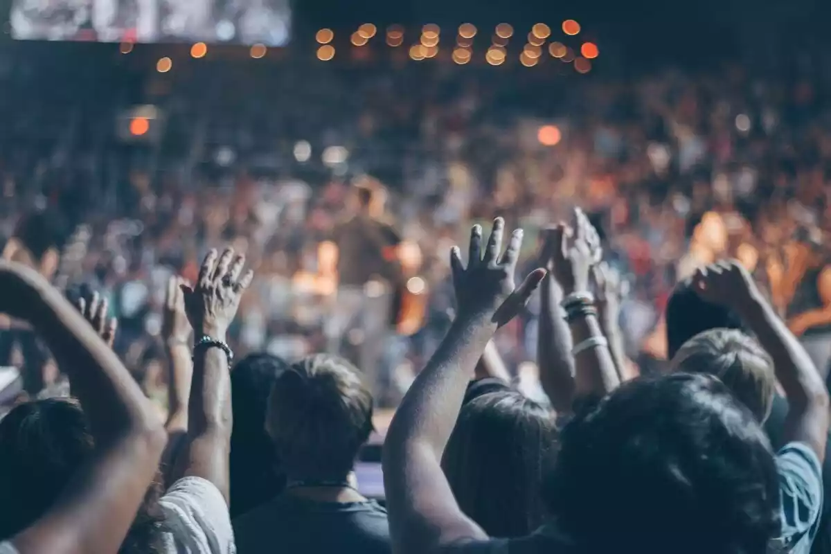 Imagen del público de un concierto levantando las manos