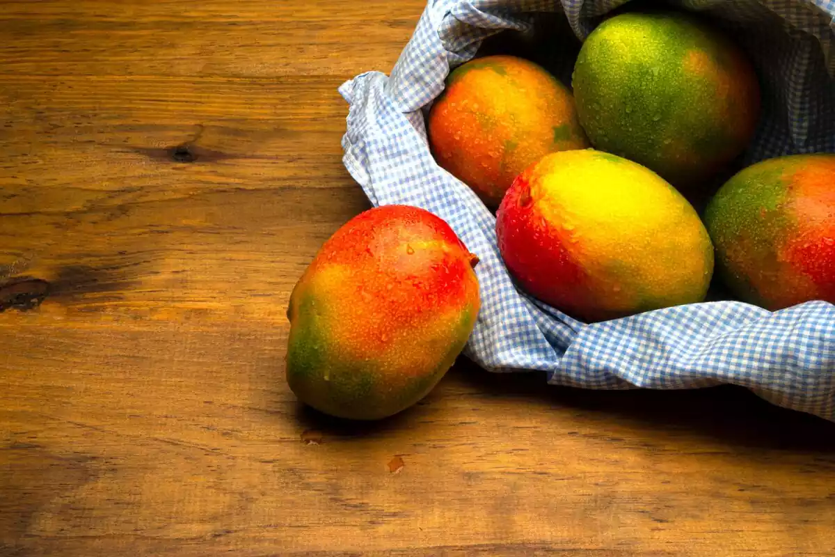 Imagen de varios mangos en una bolsa