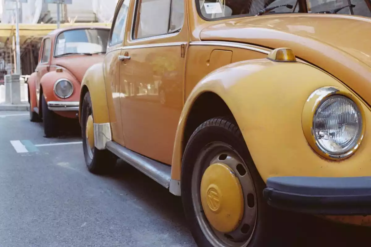 Primer plano de dos coches beetle