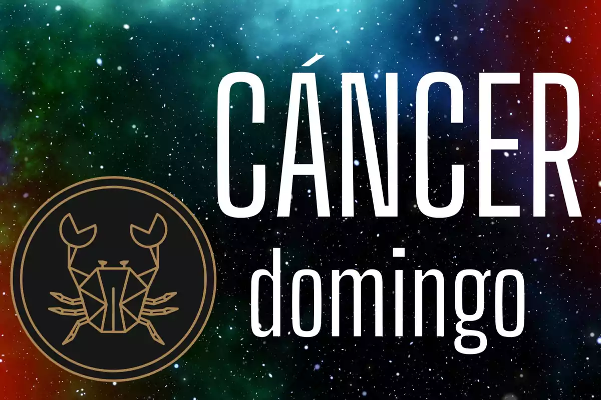 Fondo de galaxia con el símbolo de cáncer y las palabras cáncer domingo