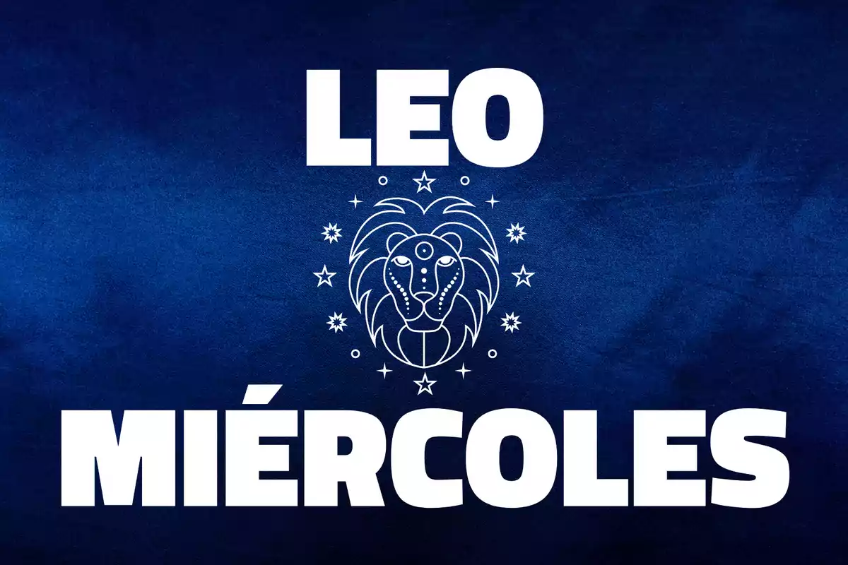 Fondo de galaxia con el símbolo de Leo y las palabras LEO martes en el centro