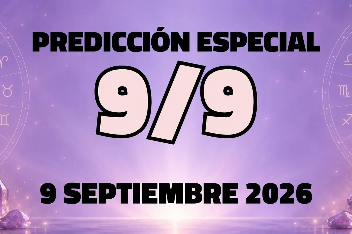 Banner místico en tonos morados con texto predicción especial 9 de septiembre de 2026 y símbolos zodiacales a los lados.